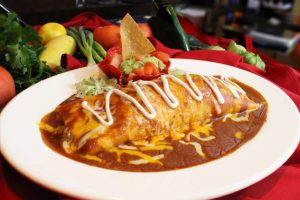 chicken or beef burrito with cheese